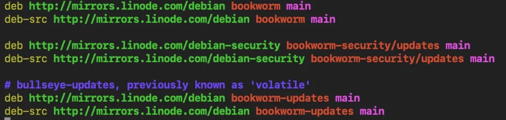 nano /etc/apt/sources.list update Debian 11 to 12